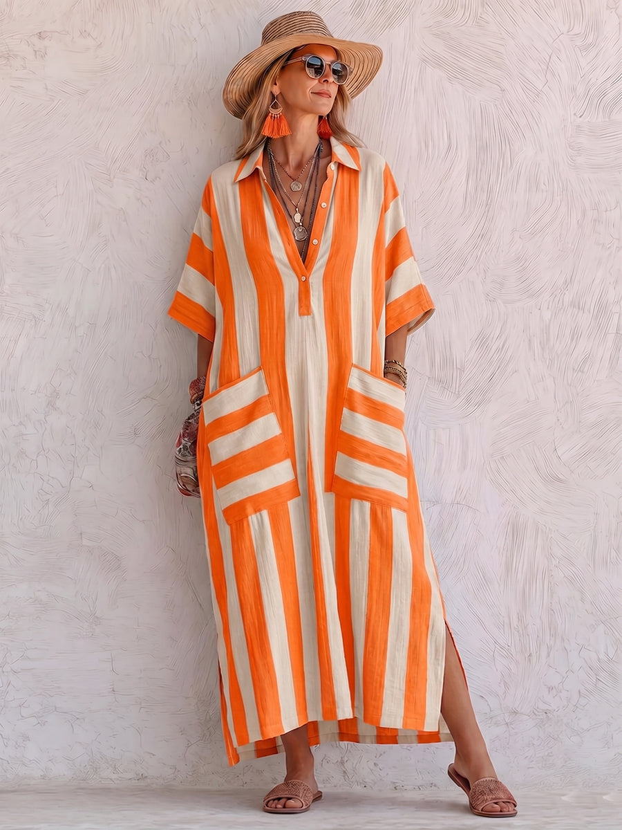 Vestido Lino Rayas - Colección 2026