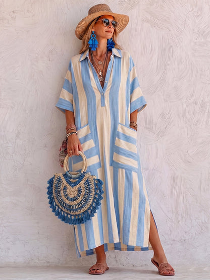 Vestido Lino Rayas - Colección 2026